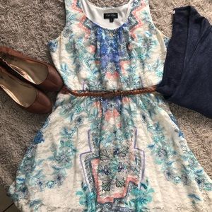 Lace Overlay Sleeveless Dress